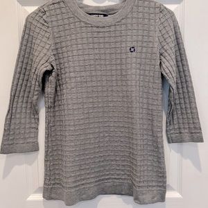 JPMChase Lands End 3/4 Sleeve Waffle Knit Light Charcoal Sweater Size XS